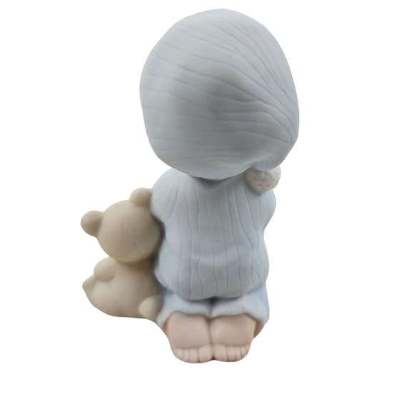 Homco Boy Praying 1433 Teddy Bear Bedtime Porcelain Figurine Vintage Sticker - Picture 4 of 9
